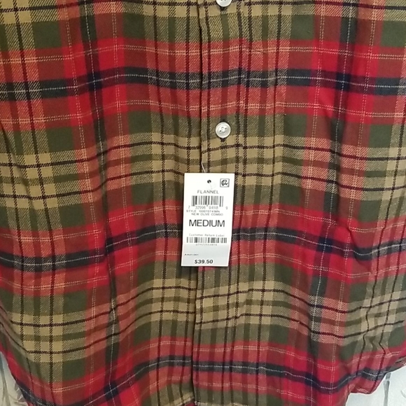 NWT Club Room Mens Olive Plaid Flannel Shirt M - Picture 3 of 10